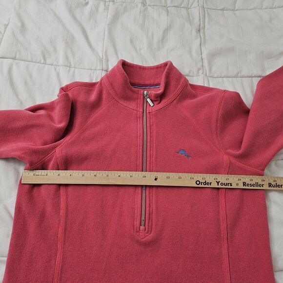 Tommy Bahama Aruba Sweater Womens Large Pink Stretch Cotton Half Zip Pullover - Picture 9 of 11